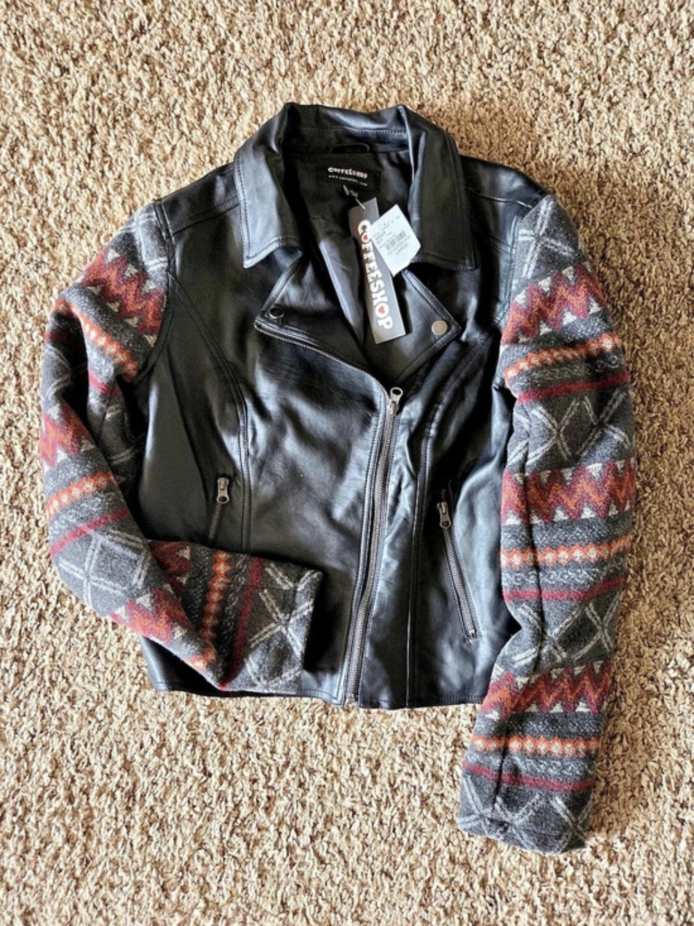 DEPT 222 Colorblock Faux Leather Jacket NWT